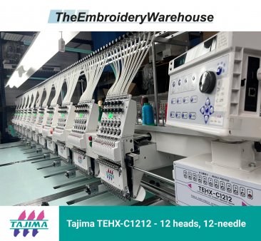 Tajima TEHX-C1212, 12-head, 12-needle, commercial embroidery machine