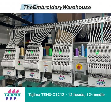 Tajima TEHX-C1212, 12-head, 12-needle, commercial embroidery machine