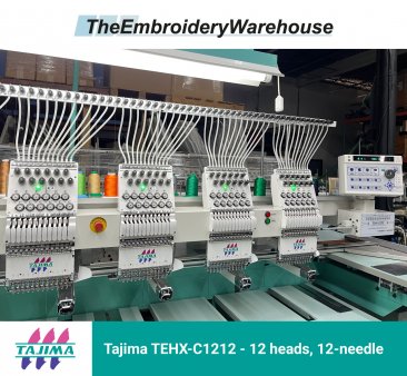 Tajima TEHX-C1212, 12-head, 12-needle, commercial embroidery machine