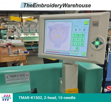 Tajima TMAR-K1502, 2-head, 15-needle, commercial embroidery machine