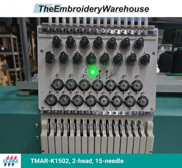 Tajima TMAR-K1502, 2-head, 15-needle, commercial embroidery machine