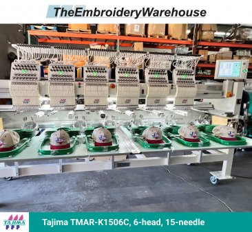 Tajima TMAR-K1506C, 6-head, 15-needle, commercial embroidery machine