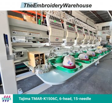 Tajima TMAR-K1506C, 6-head, 15-needle, commercial embroidery machine