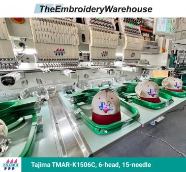 Tajima TMAR-K1506C, 6-head, 15-needle, commercial embroidery machine