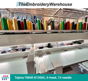 Tajima TMAR-K1506C, 6-head, 15-needle, commercial embroidery machine