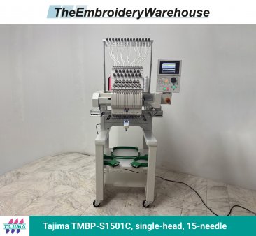 Tajima TMBP-S1501C, single-head, 15-needle, commercial embroidery machine