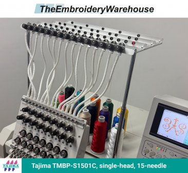 Tajima TMBP-S1501C, single-head, 15-needle, commercial embroidery machine