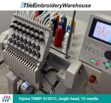Tajima TMBP-S1501C, single-head, 15-needle, commercial embroidery machine
