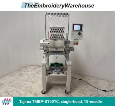 Tajima TMBP-S1501C, single-head, 15-needle, commercial embroidery machine