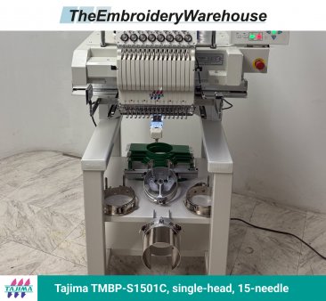 Tajima TMBP-S1501C, single-head, 15-needle, commercial embroidery machine