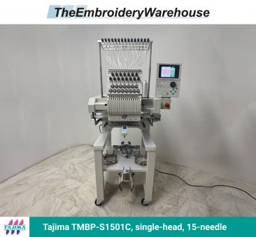 Tajima TMBP-S1501C, single-head, 15-needle, commercial embroidery machine
