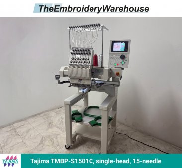 Tajima TMBP-S1501C, single-head, 15-needle, commercial embroidery machine