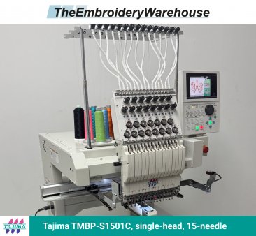 Tajima TMBP-S1501C, single-head, 15-needle, commercial embroidery machine