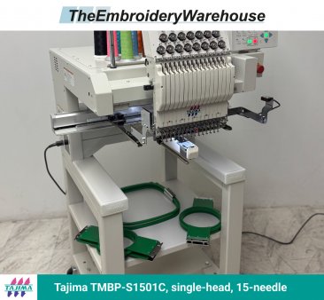 Tajima TMBP-S1501C, single-head, 15-needle, commercial embroidery machine