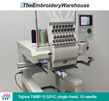 Tajima TMBP-S1501C, single-head, 15-needle, commercial embroidery machine
