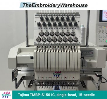 Tajima TMBP-S1501C, single-head, 15-needle, commercial embroidery machine