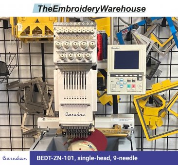 Barudan BEDT-ZN-101, single-head, 9-needle, commercial embroidery machine
