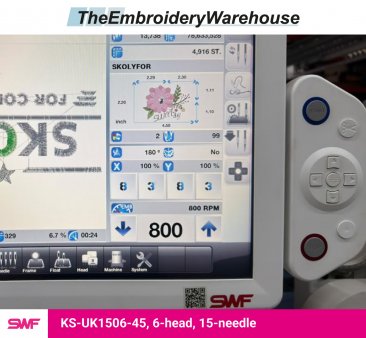 SWF KS-UK1506-45, 6-head, 15-needle, commercial embroidery machine