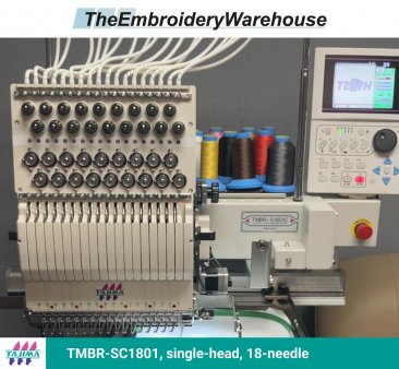 Tajima TMBR-SC1801, single-head, 18-needle, commercial embroidery machine