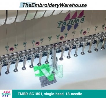 Tajima TMBR-SC1801, single-head, 18-needle, commercial embroidery machine