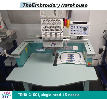 Tajima TEHX-C1501, single-head, 15-needle, commercial embroidery machine