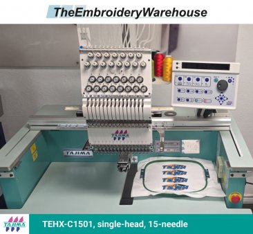 Tajima TEHX-C1501, single-head, 15-needle, commercial embroidery machine