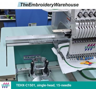 Tajima TEHX-C1501, single-head, 15-needle, commercial embroidery machine
