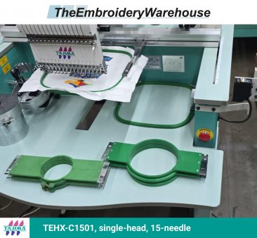 Tajima TEHX-C1501, single-head, 15-needle, commercial embroidery machine