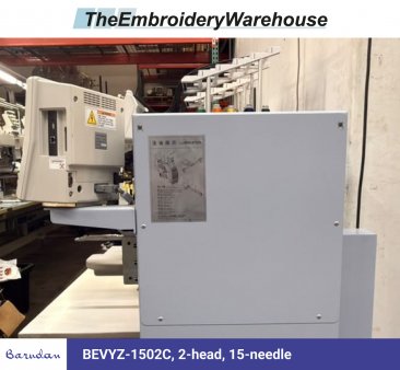 Barudan BEVYZ-1502C, 2-head, 15-needle, commercial embroidery machine