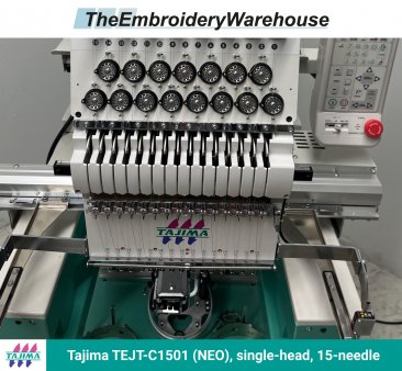 Tajima TEJT-C1501 (NEO), single-head, 15-needle, commercial embroidery machine