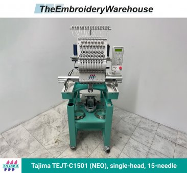 Tajima TEJT-C1501 (NEO), single-head, 15-needle, commercial embroidery machine