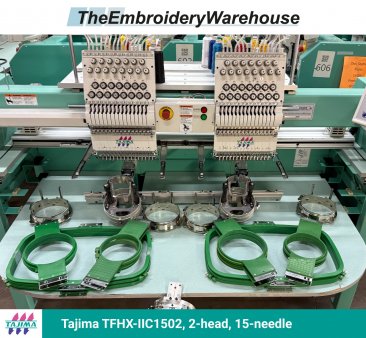 Tajima TFHX-IIC1502, 2-head, 15-needle, commercial embroidery machine