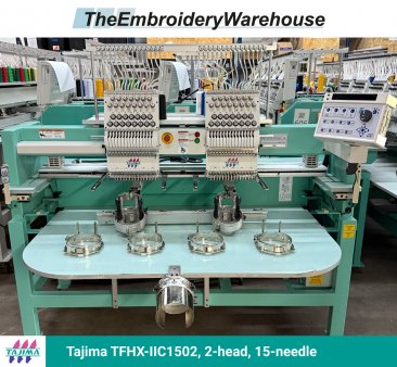 Tajima TFHX-IIC1502, 2-head, 15-needle, commercial embroidery machine