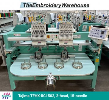 Tajima TFHX-IIC1502, 2-head, 15-needle, commercial embroidery machine