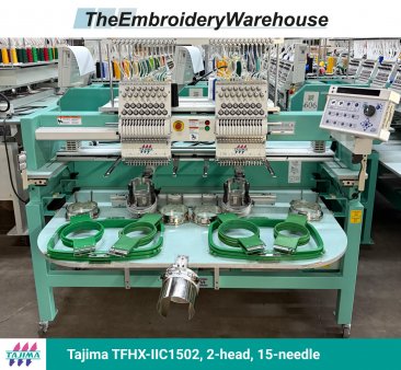 Tajima TFHX-IIC1502, 2-head, 15-needle, commercial embroidery machine