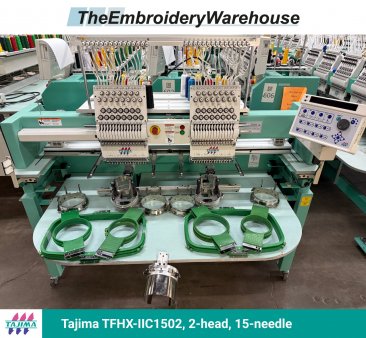 Tajima TFHX-IIC1502, 2-head, 15-needle, commercial embroidery machine