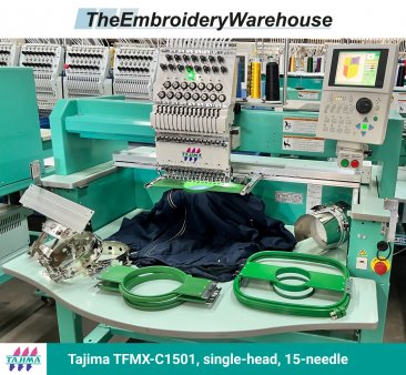 Tajima TFMX-C1501 , single-head, 15-needle, commercial embroidery machine
