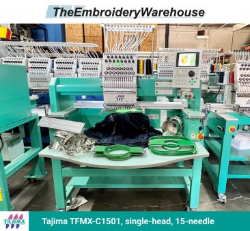 Tajima TFMX-C1501 , single-head, 15-needle, commercial embroidery machine
