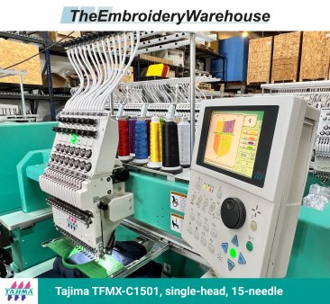 Tajima TFMX-C1501 , single-head, 15-needle, commercial embroidery machine