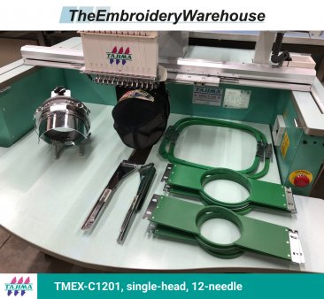 Tajima TMEX-C1201, single-head, 12-needle, commercial embroidery machine