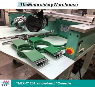 Tajima TMEX-C1201, single-head, 12-needle, commercial embroidery machine