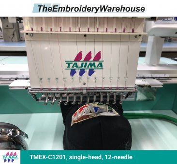 Tajima TMEX-C1201, single-head, 12-needle, commercial embroidery machine