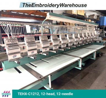 Tajima TEHX-C1212, 12-head, 12-needle, commercial embroidery machine