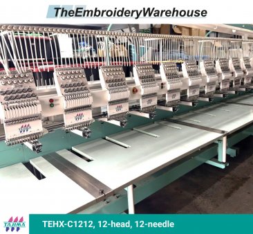 Tajima TEHX-C1212, 12-head, 12-needle, commercial embroidery machine