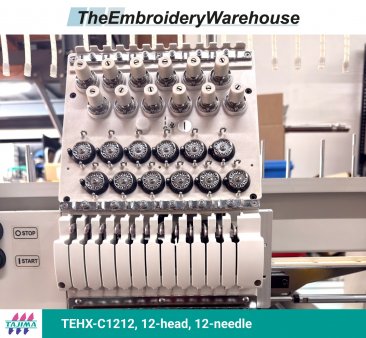 Tajima TEHX-C1212, 12-head, 12-needle, commercial embroidery machine