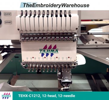 Tajima TEHX-C1212, 12-head, 12-needle, commercial embroidery machine