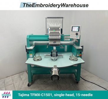 Tajima TFMX-C1501 , single-head, 15-needle, commercial embroidery machine