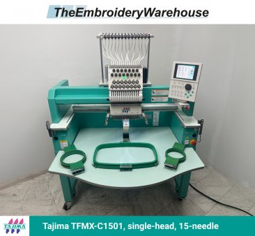 Tajima TFMX-C1501 , single-head, 15-needle, commercial embroidery machine