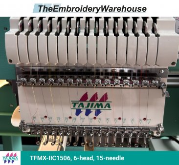 Tajima TFMX-IIC1506, 6-head, 15-needle, commercial embroidery machine
