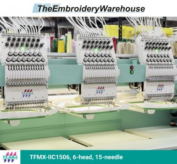 Tajima TFMX-IIC1506, 6-head, 15-needle, commercial embroidery machine